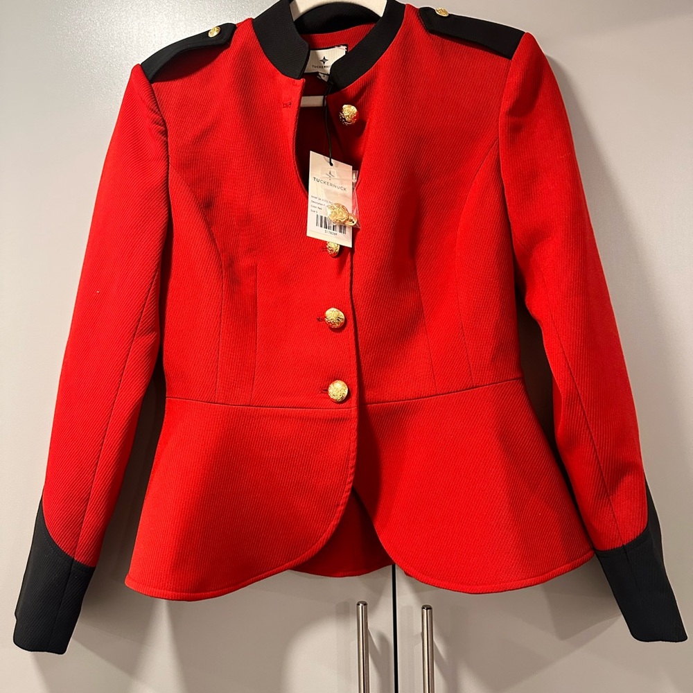 Elegant Red Military-Style Women's Jacket